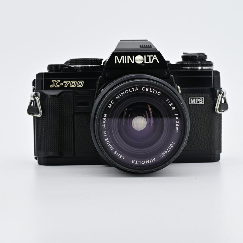 Minolta X700 MPS Black + Minolta MC Celtic 28mm f/2.8 Lens