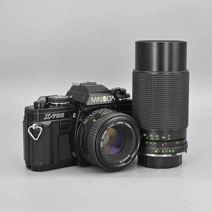 Minolta X700  + MD 50mm F1.7 Lens + Gemini 80-205mm F4.5 Marco Zoom Lens