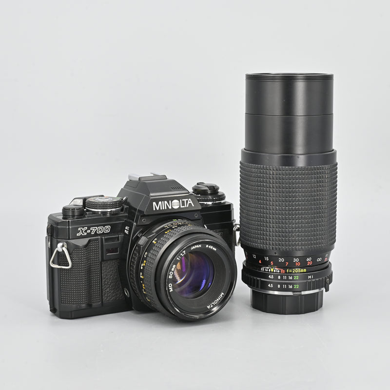 Minolta X700  + MD 50mm F1.7 Lens + JCPenney 80-205mm F4.5 Zoom Lens