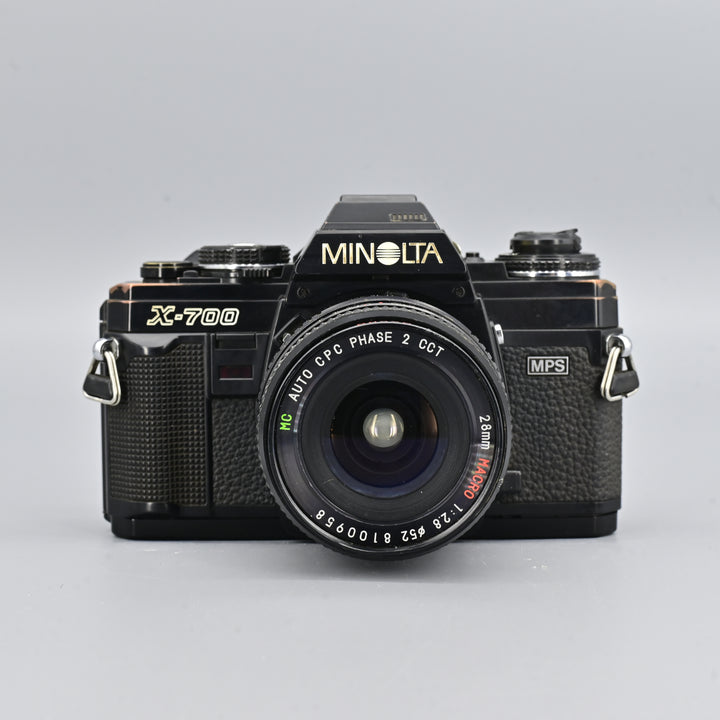 Minolta X700 MPS Black + CPC Phase 2 MC Auto 28mm F/2.8 Lens